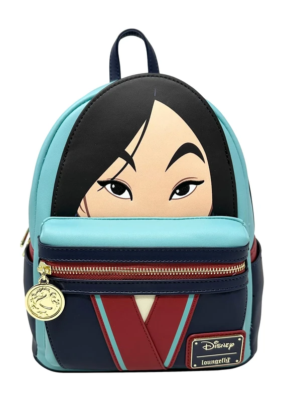 Loungefly Disney Mulan Cosplay Womens Double Strap Shoulder Bag Purse, Blue, M, Shoulder Bag