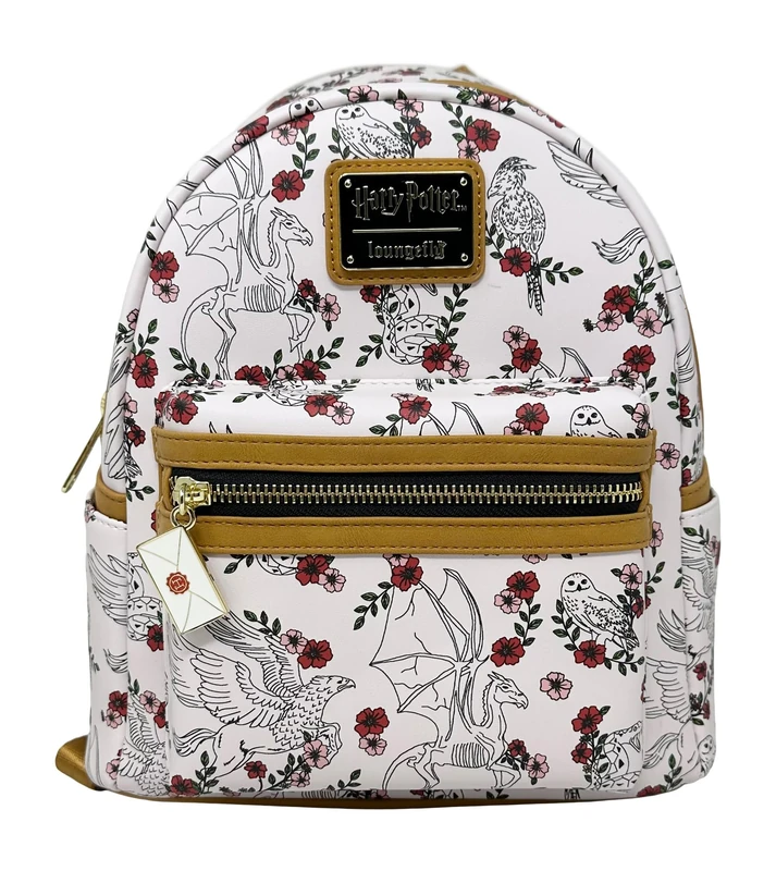 Loungefly Harry Potter Hedwig Magical Creatures Double Strap Shoulder Bag Purse, Off-white, M, Casual