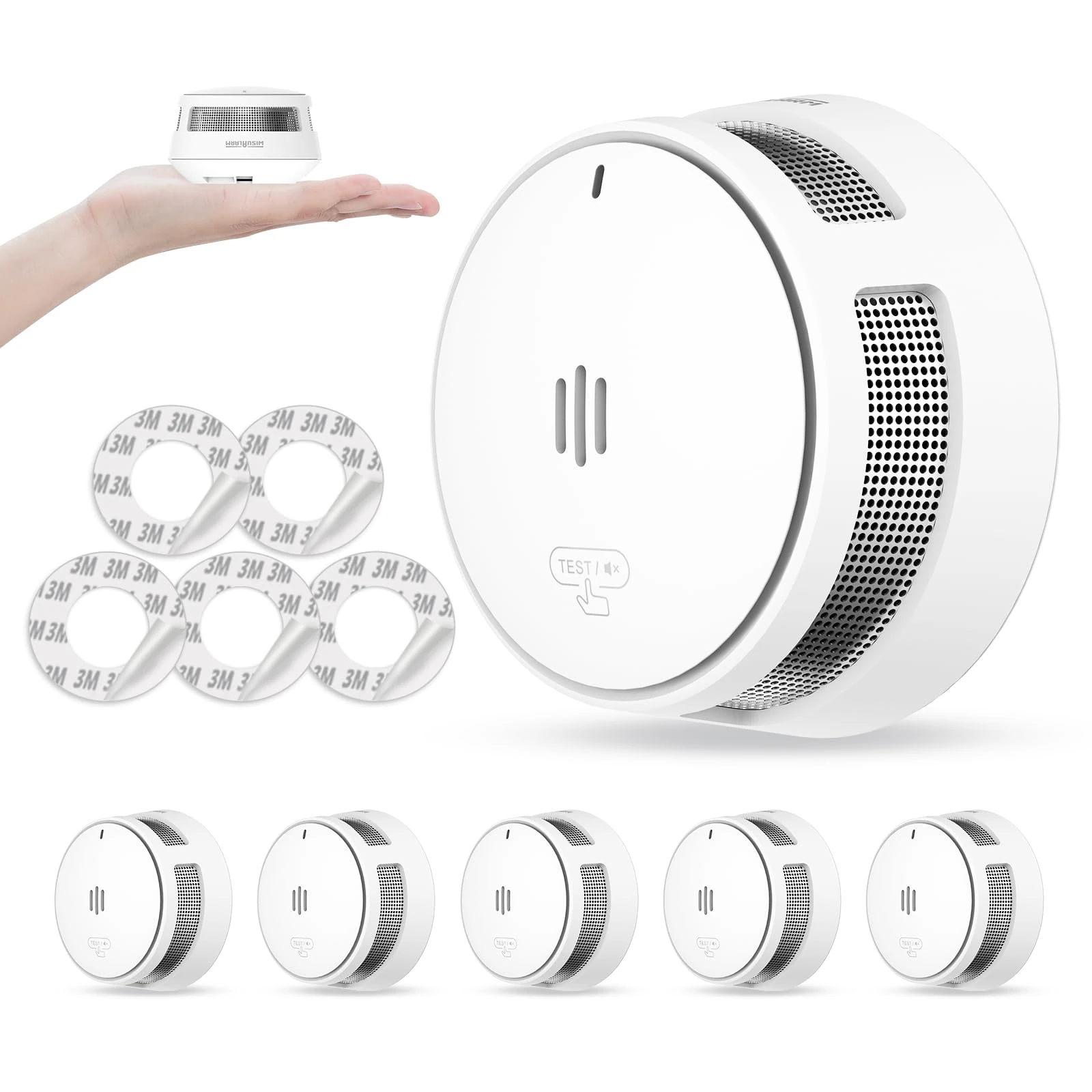 Smoke Alarm, 10 Years Battery, Smoke Alarms for Home, Fire Alarm with Mute Remotely Function,Big Test/Silence Button Smoke Alarms, Conforms EN14604, UKCA (5 Smoke)