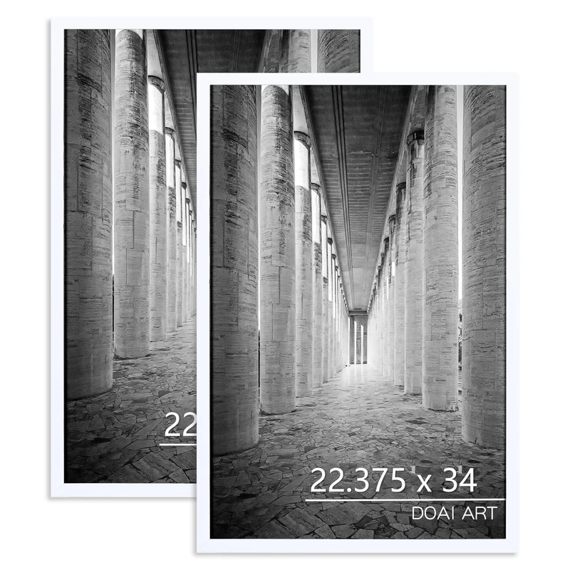 DOAI ART PVC 22.375x34 Poster Frames DOAI ART 22.375X34 Poster Frame Black 2 Pack, Poster Frames 22.375 x 34 inches or 34x22.375 Picture Frames with HD Plexiglass for Horizontal or Vertical Wall