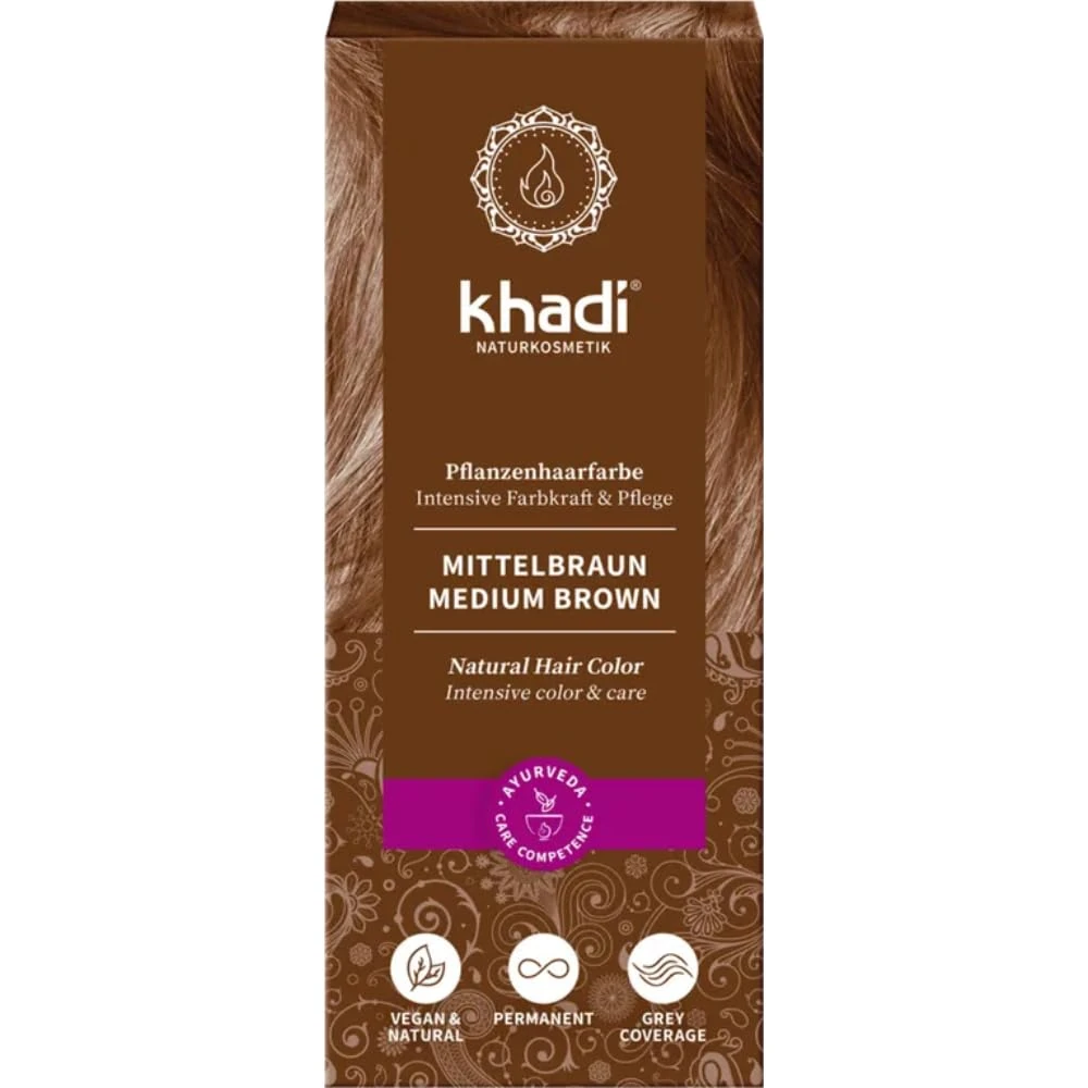 KHADI Vegetable Dye Medium Brown 100 g Powder 100% Natural