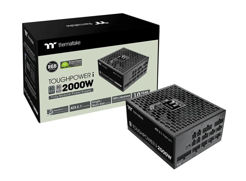 Thermaltake Toughpower i2000W ATX 3.1 PCIe 5.1 12V-2x6 Connection Smart Control Modular Ribbon Cable 80Plus Titanium