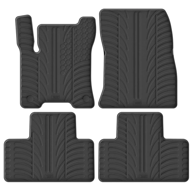 Rubber mats compatible with Mercedes EQB (X243) 2021- (T profile 4-piece + mounting clips), Black