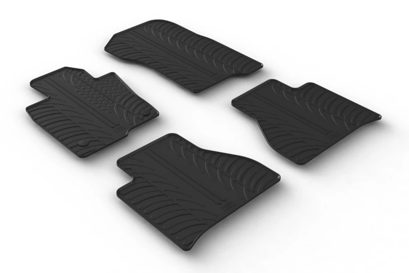 Rubber mats compatible with Mercedes X-Class (W470) 2017-2020 (T profile 4-piece + mounting clips)