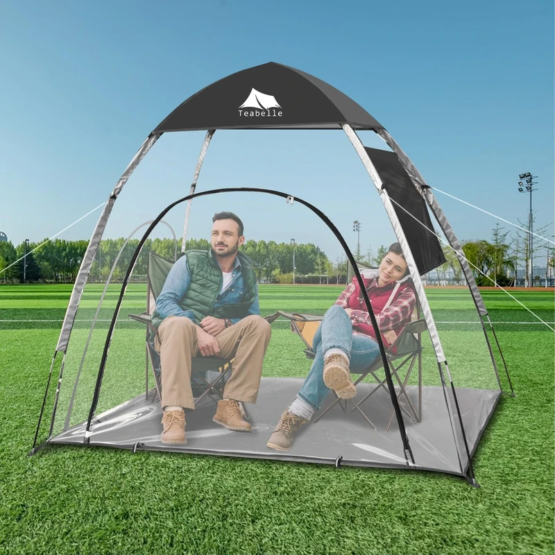 Teabelle 5.25ft Clear Sports Tent - 2-3 Person Instant Pop-up Tent with Zipper Window, UV-Proof, Weatherproof for Watching Sports, Camping, Fishing
