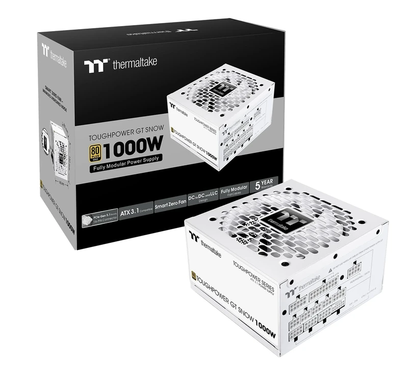 Thermaltake Toughpower GT 1000W | ATX 3.1 | PCIe 5.1 | 80+ GOLD | Modular | Snow Edition | UK Specifications