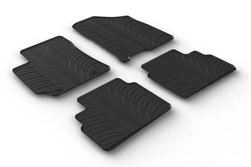 Gledring Set of Rubber Mats Compatible with Hyundai Kona II 2023 Onwards Excl. e-Kona (T Profile 4 Pieces + Mounting Clips)