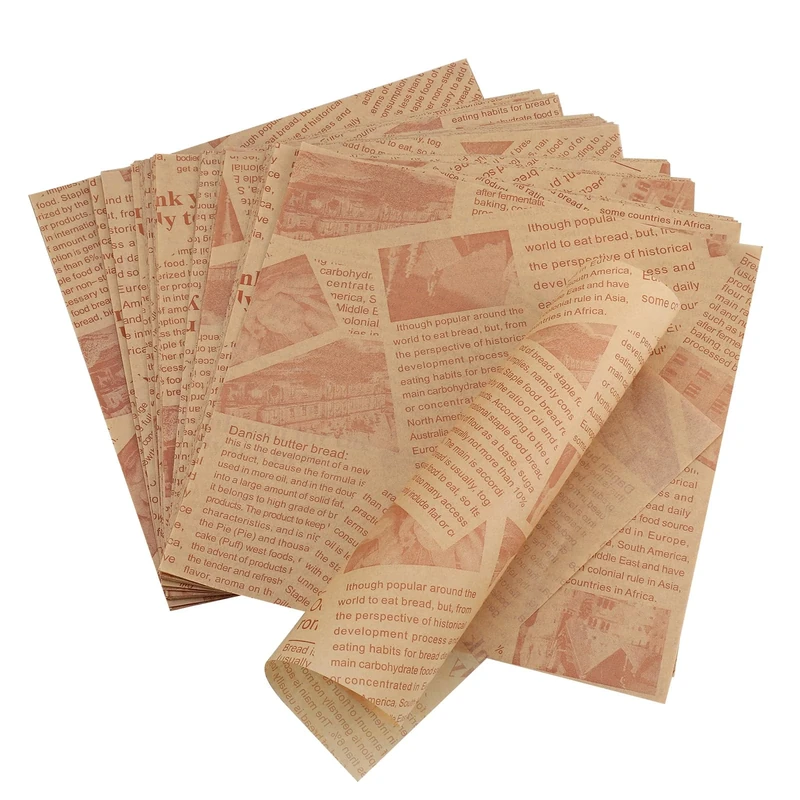Hejo 200 Greaseproof Paper Sheets, Burger Paper, Burger Wrapping Sheets Eco-Friendly Oil Proof Papers for Bread Sandwich Burger Fries Food Gift Wrapping Baking (18x18cm)