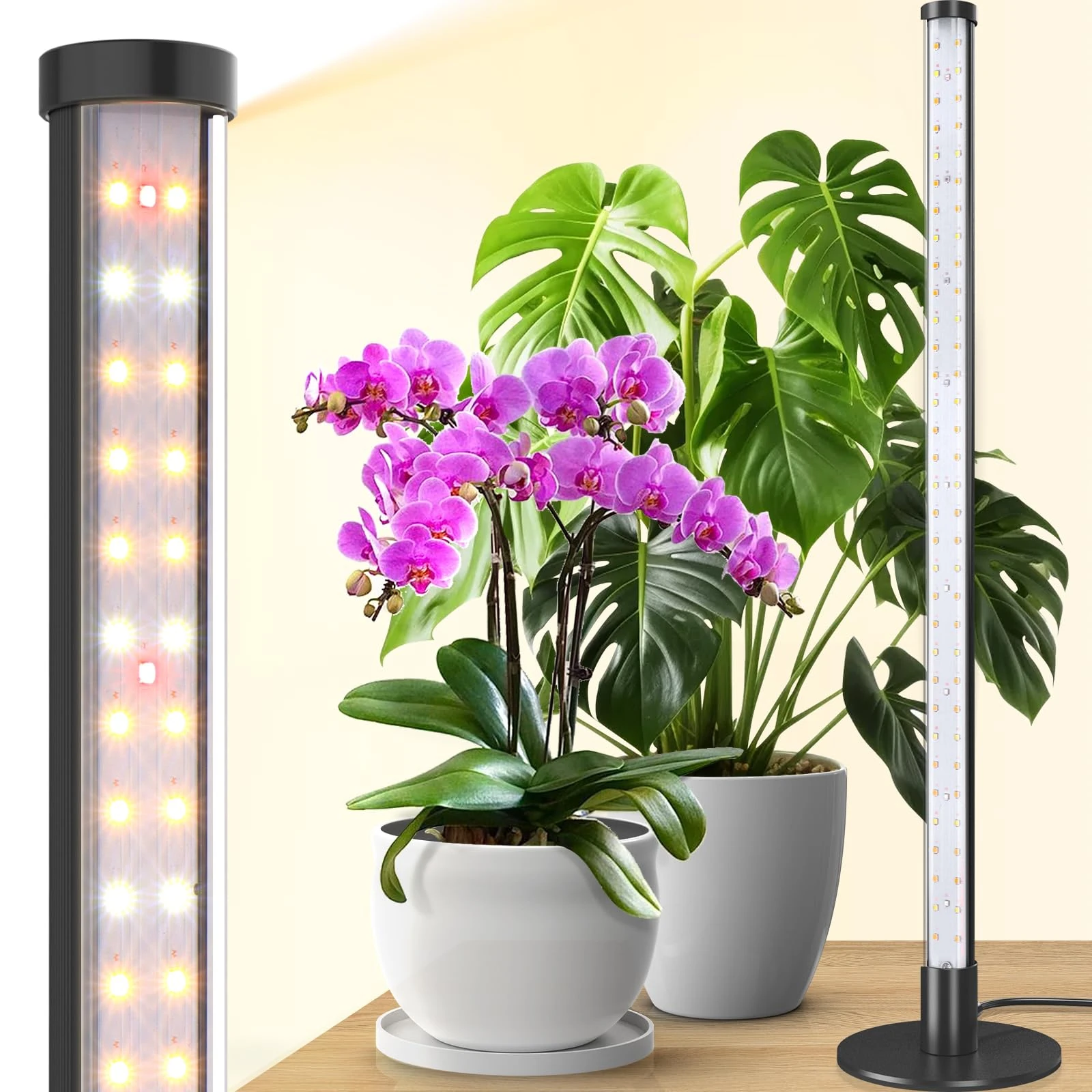 Barrina Grow Lights for Indoor Plants, 20W 2FT/60cm T10 Desk LED Plant Light, Hanging and Standing, Table Top Full Spectrum Vertical Grow Light and On/Off Switch for Seedlings Vegs Flowers