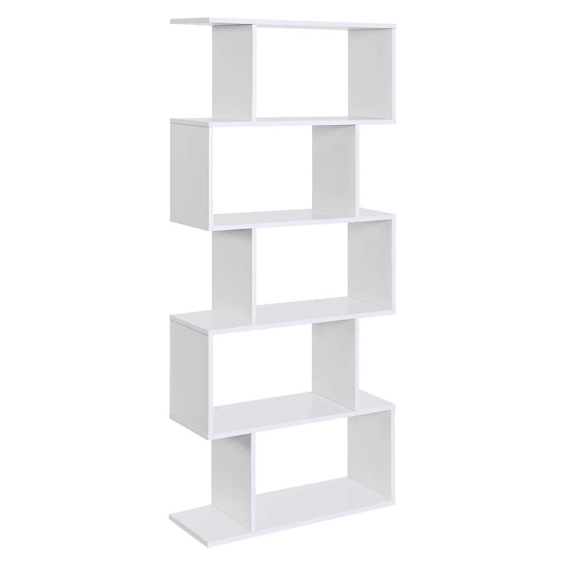 VASAGLE Bookshelves, 5-Tier Bookcase, Room Divider, Cube Display Shelf, Freestanding Storage Shelf, Modern Style, for Living room, Bedroom, Office, White LBC62WT