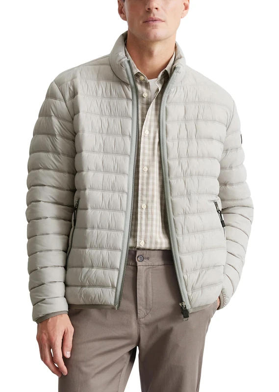 Marc OPolo Men's Quilted Jacket with Stand-Up Collar, Lightweight, gray, S