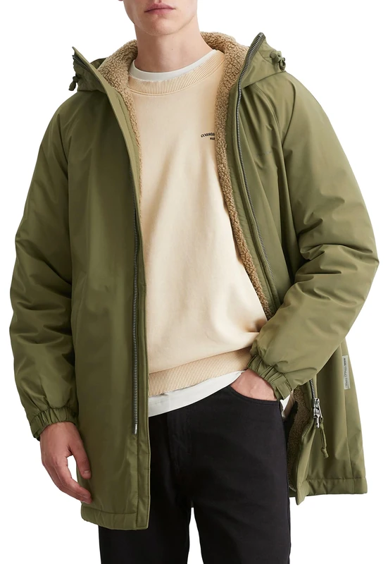 Marc O'Polo Denim Men's Parka with Hood Water-Repellent, Capulet Olive, XXL