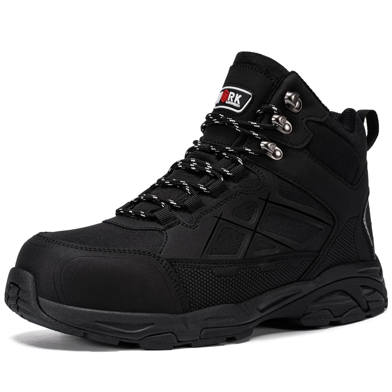 LARNMERN Safety Boots Men Women SRC Anti Static Work Boots Puncture Proof Steel Toe Cap Trainers Lightweight Comfortable Safety Shoes (Dark Black,6UK,39EU)