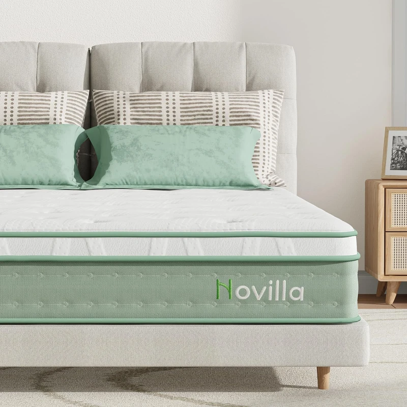 Novilla Super King Mattress 10.6 Inch 3-Zone Gel Memory Foam Pocket Sprung Mattress, 6FT Firm Hybrid Mattress with Oeko-tex Knitted Fabric and CertiPUR-US Foam 180x200x27cm