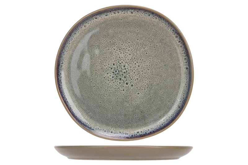 Cosy & Trendy Set of 6 Oona Sand Stoneware Dessert Plates, Green, D20.8cm x h1.9cm