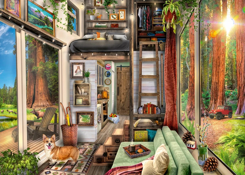 Ravensburger Puzzle 2D 1000 elementów: Domek w lesie, Nowy design - Image 1