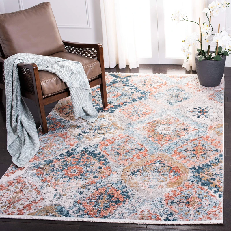Safavieh Contemporary Rug for Living Room Dining Room Bedroom - Shivan Collection Short Pile Blue 4ft x 72in - Image 1
