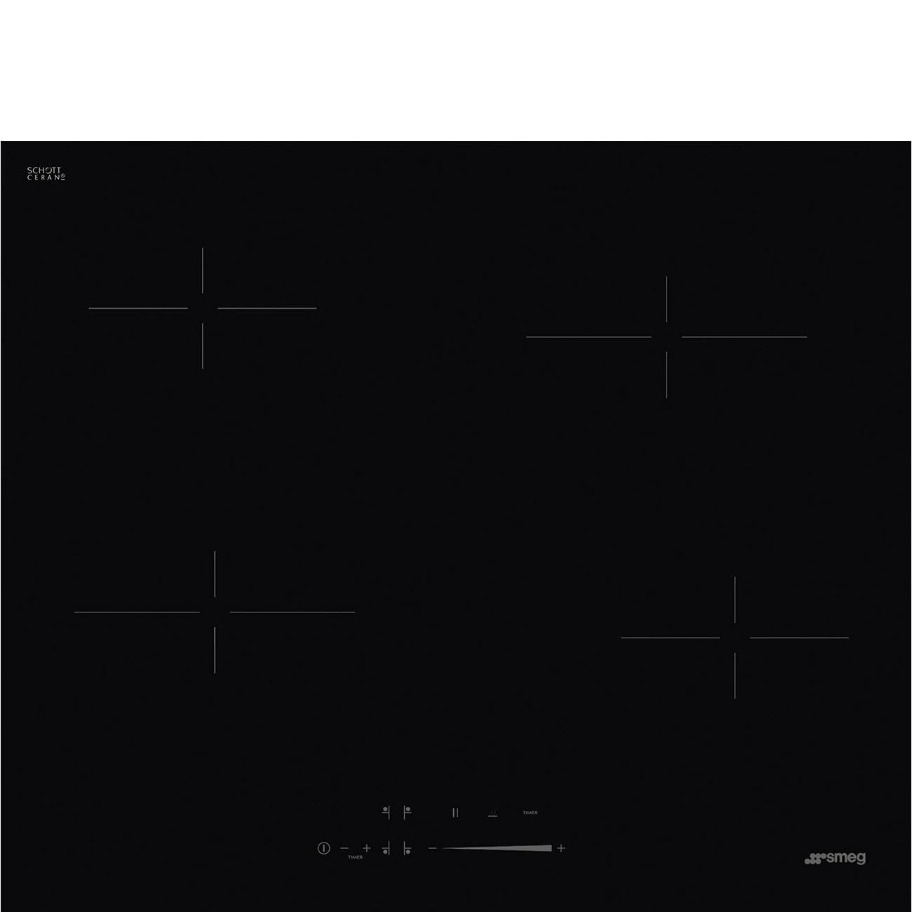 Electric ceramic hob with 4 heating zones from Smeg Universal - SE464TD