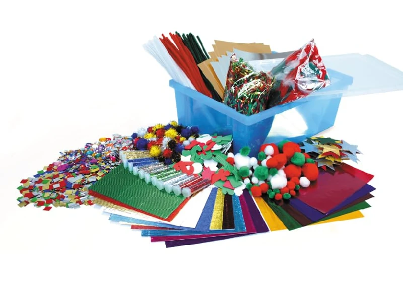 Scola Christmas Craft Tray & Festive Craft Contents, Bumper Classpack, Assorted Contents, Arts & Crafts Projects, For Schools and Children - Image 1