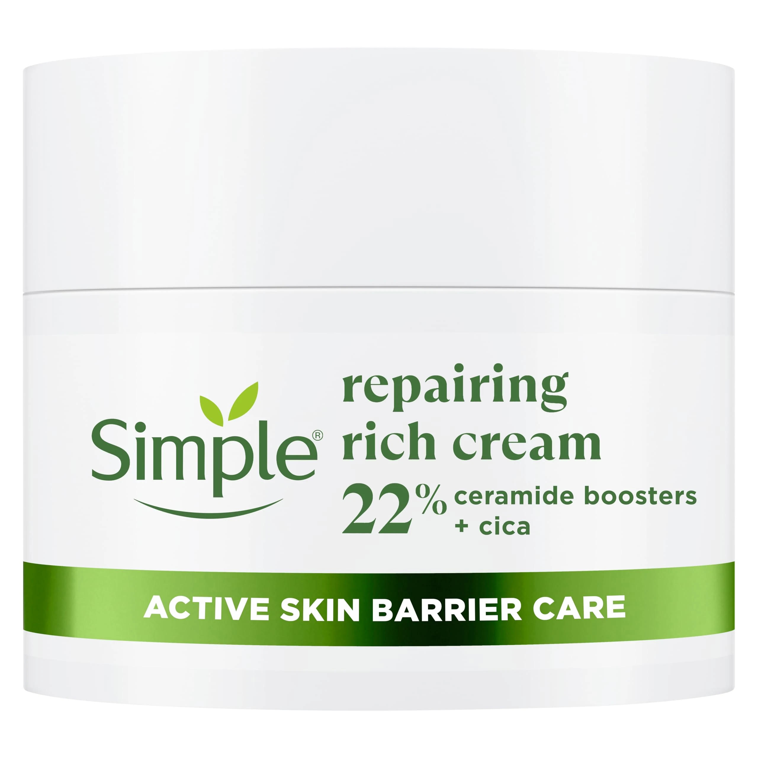 Simple Repairing Rich Face Cream facial moisturiser with 22% ceramide boosters, organic cica and provitamin B5 for a stronger skin barrier repairs and replenishes very dry, sensitive skin 50 ml
