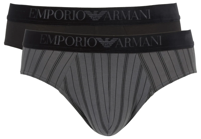 Emporio Armani Men's TARTAN GIFT BOX 2-PACK BRIEF Briefs, STAMPA RIGHE/NERO,