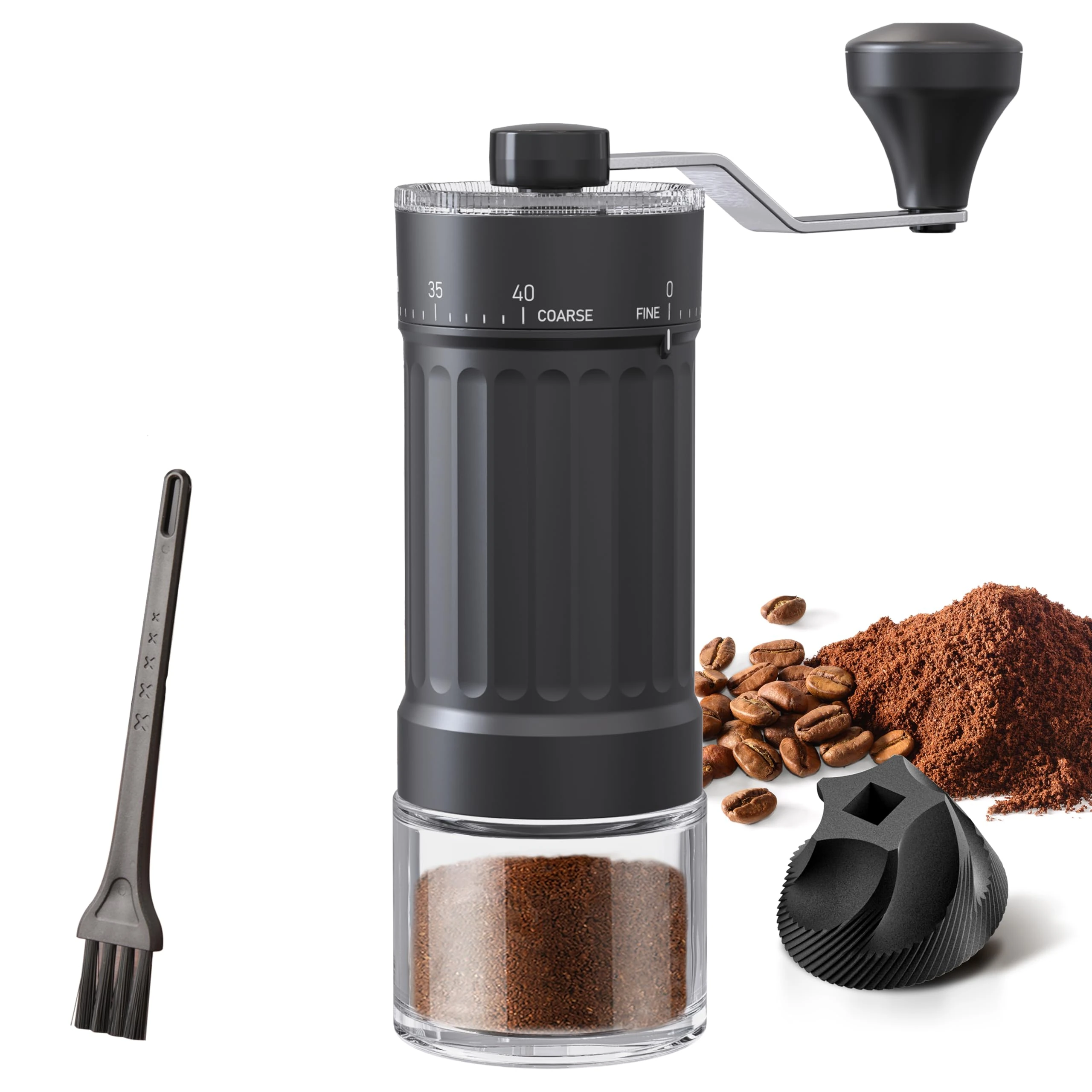 KharWette Portable Coffee Grinder Conical Burr for Espresso French Press Pour Over Double Bearing External Adjustment Capacity 25g (Ceramic Burrs)