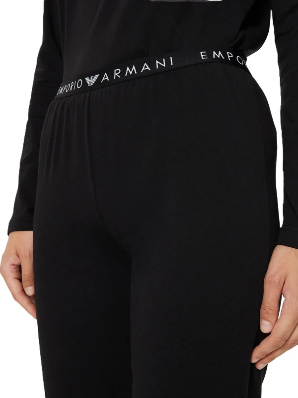 Emporio Armani Women's Iconic Logoband Long Pajamas Set, Violet Blue, M