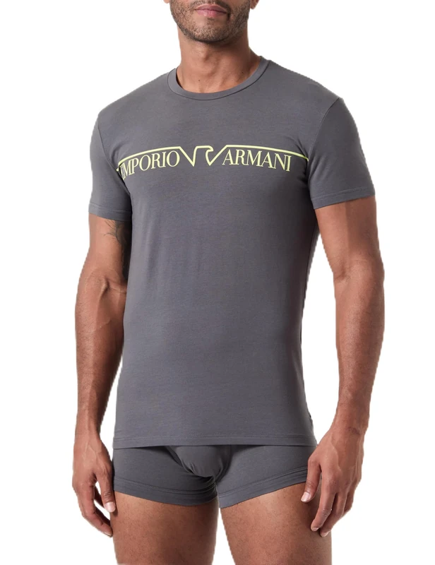 Emporio Armani Men's MEGALOGO CREW NECK T-SHIRT + TRUNK Trunks, MAGNETE, M