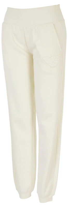 Emporio Armani Women's Fuzzy Fleece Pants with Cuffs Sweatpants, Yogurt,