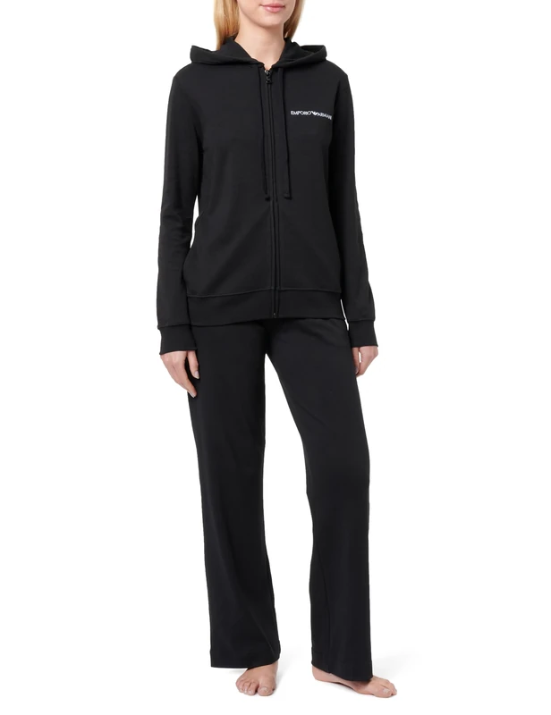Emporio Armani Women's Interlock Lounge Zip Tracksuit Sweatshirt, black, S