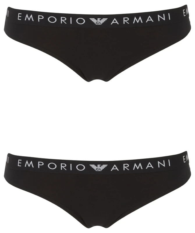 Emporio Armani Women's ICONIC MICROFIBER 2-PACK BRASILIAN Underwear, NERO, - Image 1