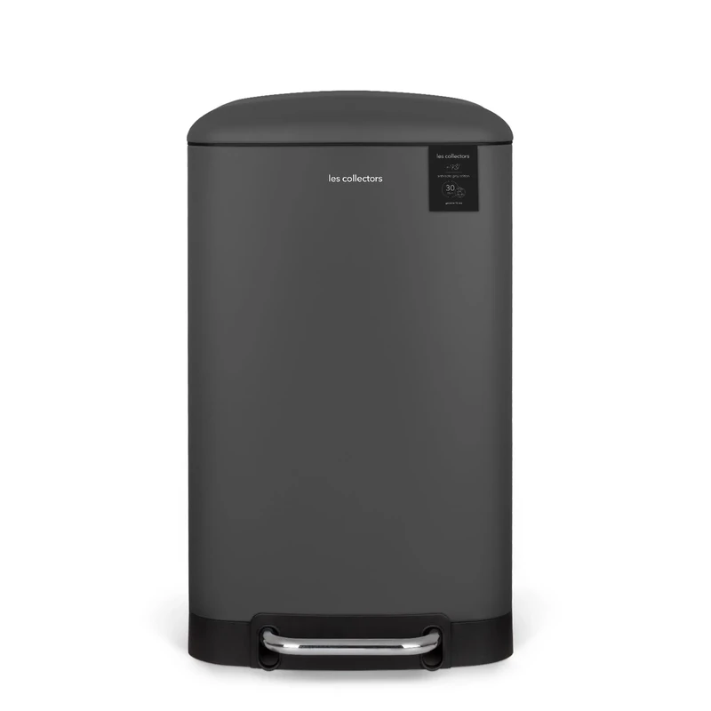 Les Collectors Pedal Bin Stainless Steel No. 731 Capacity 30 Litres Practical, Removable Inner Strainer, Elegant Design, Robust, Quiet Lid Closure, Anthracite Grey