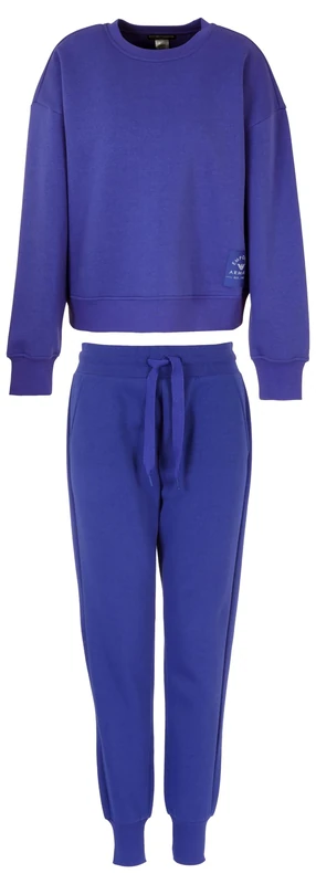 Emporio Armani Women's Iconic Terry Loungewear Tracksuit Sweatshirt, Violet Blue, L