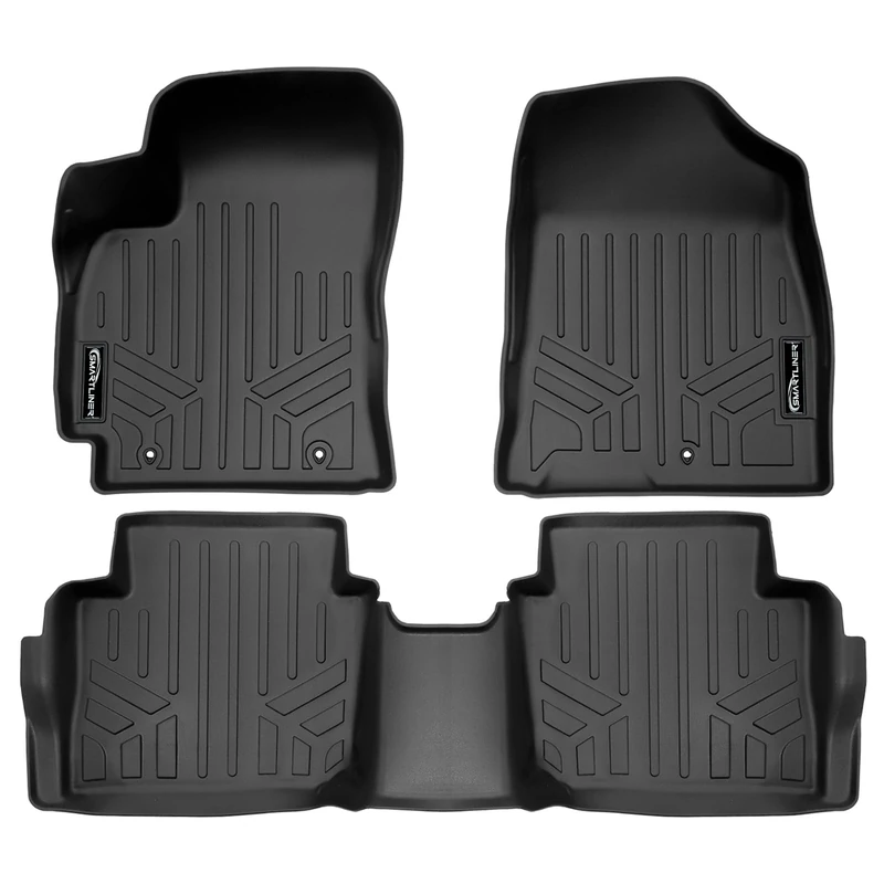 SMARTLINER All Weather Protection Custom Fit Black 2 Row Floor Mat Liner Set Compatible with 2024-2025 Hyundai Kona