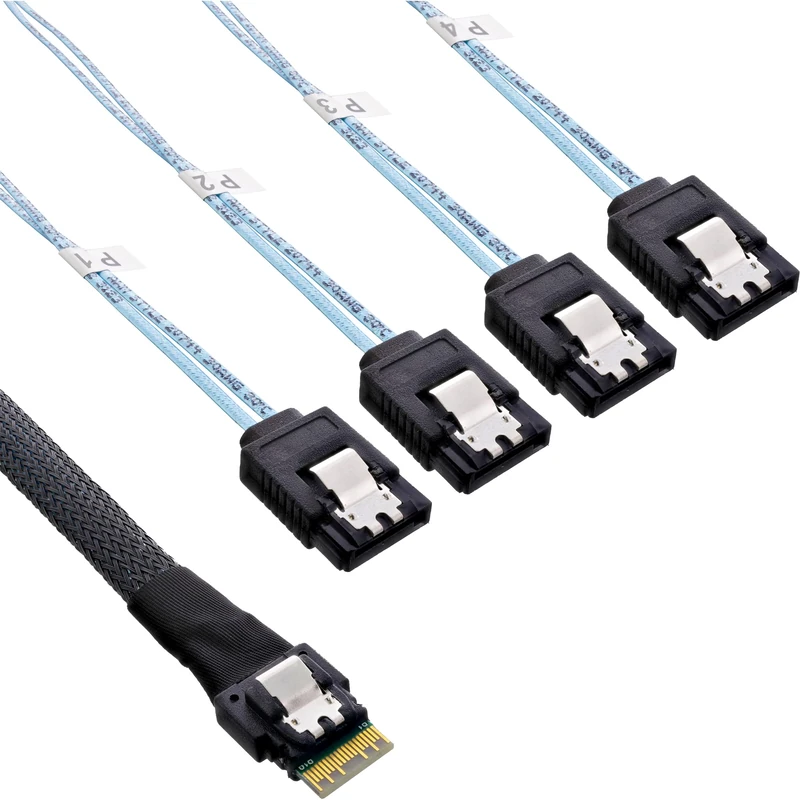 InLine Cable length: 1 m, Connector 1: SFF-8654 Male, Connector 2: 4 x SATA 7-Pin Brand