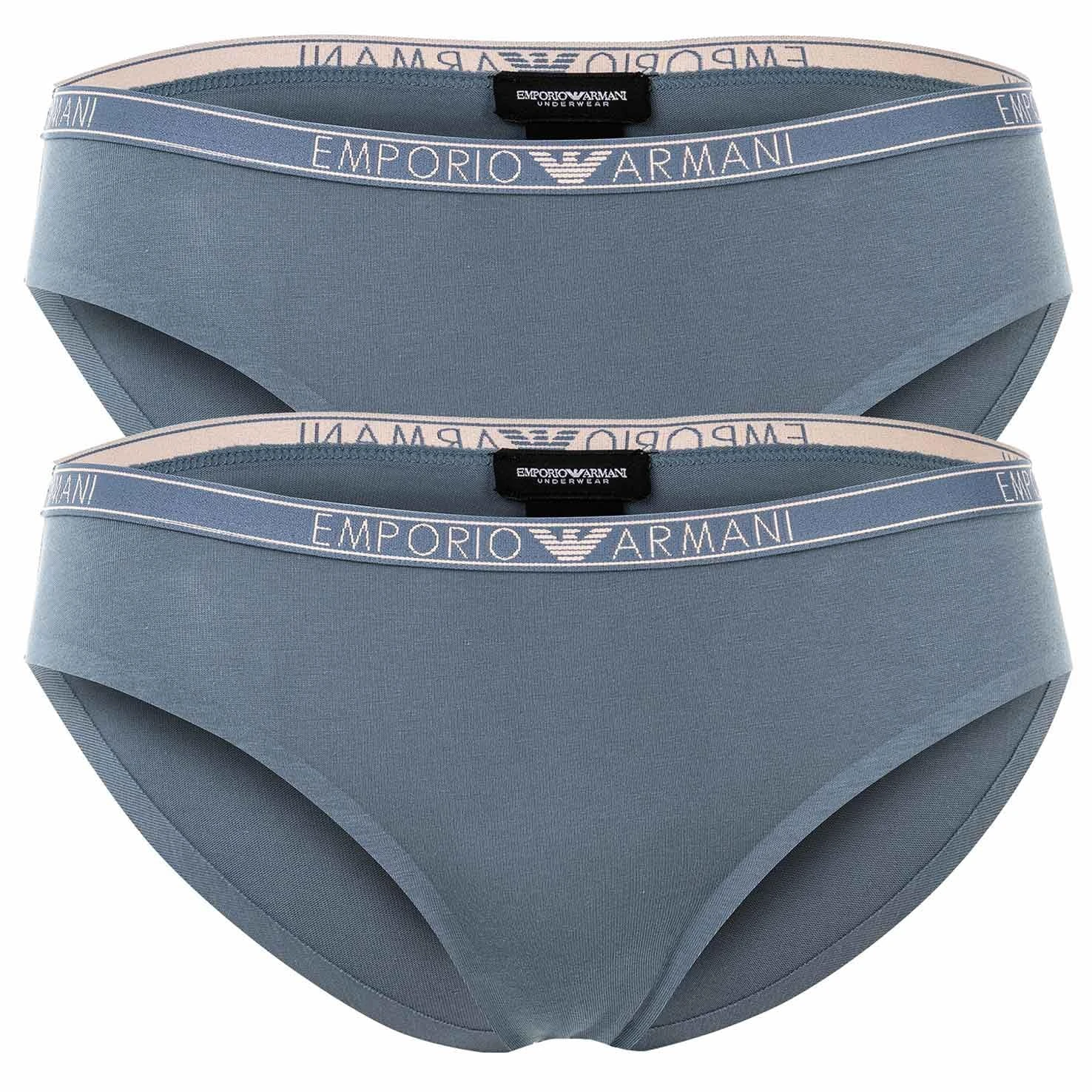 Emporio Armani Women's Essential Studs Logo 2-Pack Brief Underwear, Tempesta, S