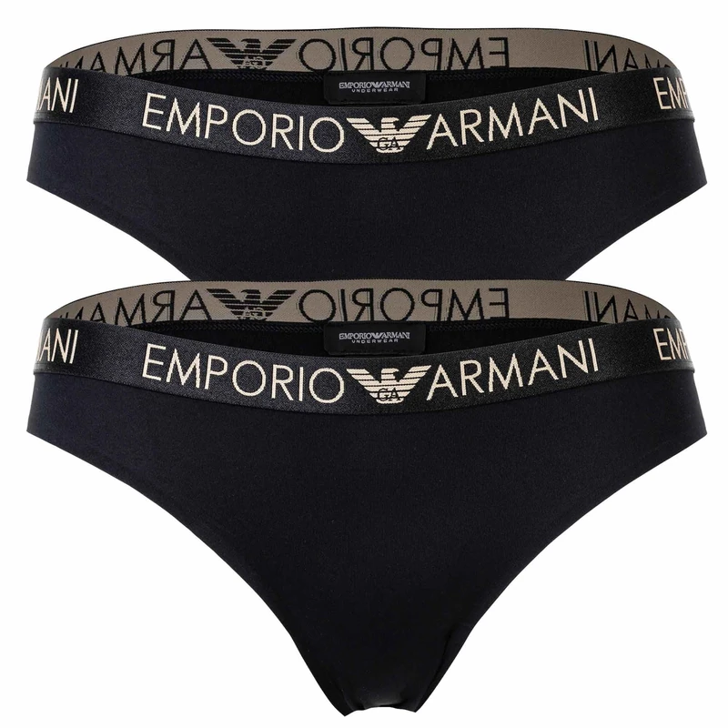 Emporio Armani Women's ICONIC MICROFIBER 2-PACK BRIEF Underwear, NERO,
