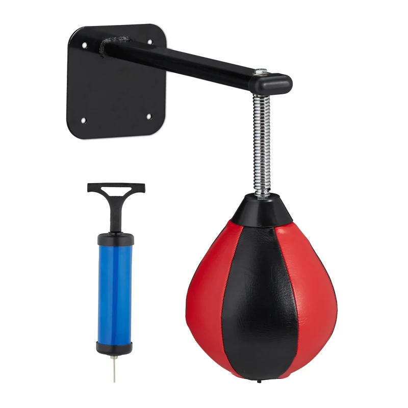 Relaxdays Punching Ball, Black/Red, 37.5 x 17 x 45 cm - Image 1