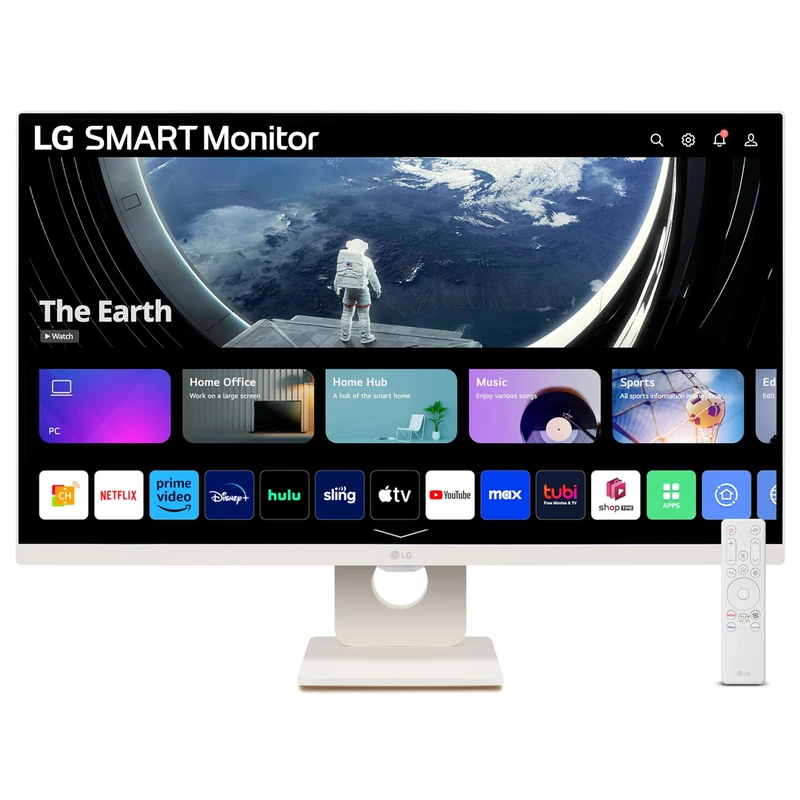 LG MyView Smart Monitor 27SR50F, 27 Inch, Full HD 1080P IPS Panel, Built in Speakers, Wifi & Bluetooth Connectivity, Virtually Borderless, webOS Smart TV Apps with Remote Control, White