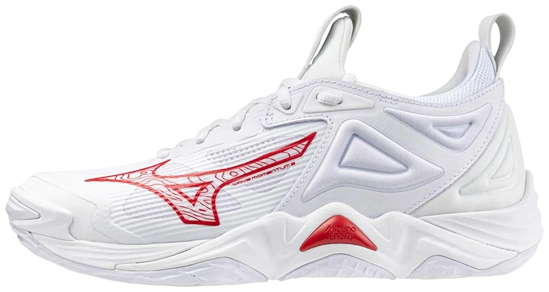 Mizuno Women's Wave Momentum 3 Volleyball Shoe, White-red, 8 US