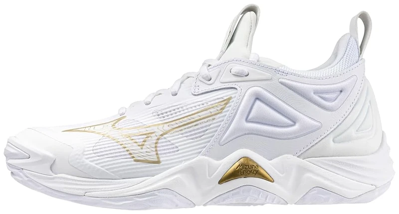 Mizuno Women's Wave Momentum 3 Volleyball Shoe, White-Gold, 7.5