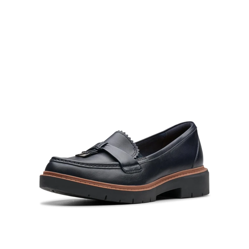 Clarks Women's Westlynn Bella Loafer, Navy Leather, 10