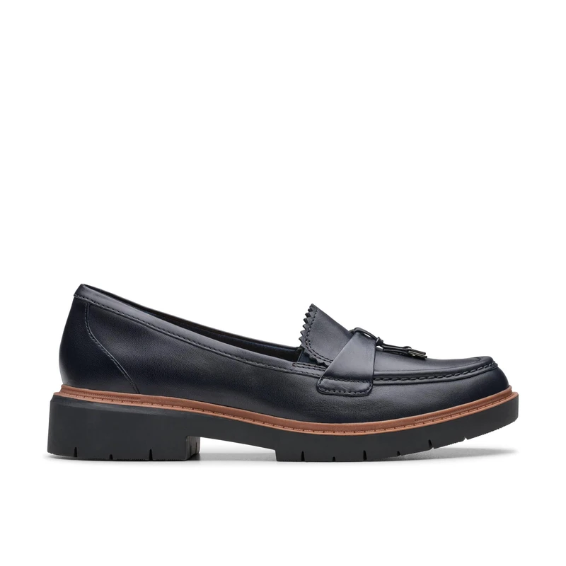 Clarks Women's Westlynn Bella Loafer, Navy Leather, 9.5 UK