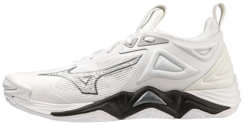 Mizuno Women's Wave Momentum 3 Volleyball Shoe, White/Black, 5.5 UK