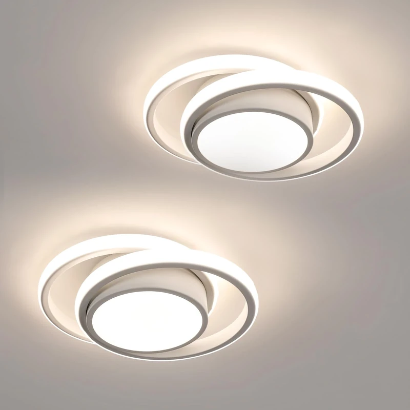 Comely 2 Pack LED Ceiling Lights, Modern LED Ceiling Lights 32W 2350LM, Nature Light 4500K, Round Ceiling Lighting for Bedroom Hallway Balcony Corridor (White) (Dia 27cm)