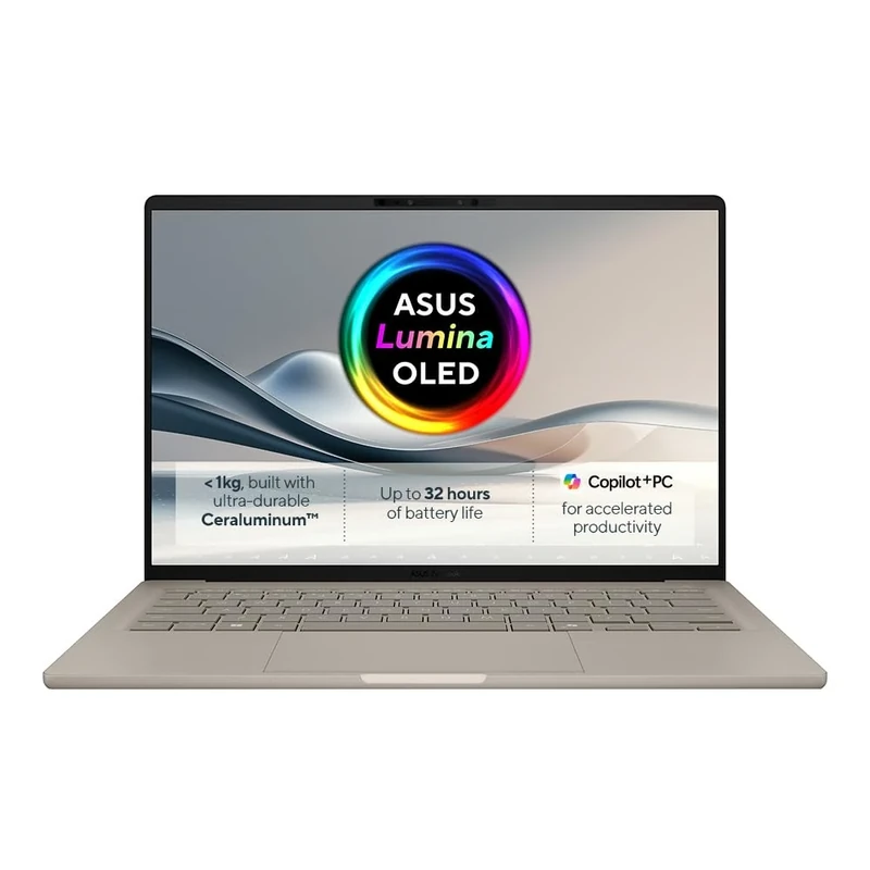 ASUS Zenbook A14 OLED UX3407RA 14.0" WUXGA OLED Co-Pilot+ Laptop (Qualcomm Snapdragon X Elite X1E 78 100 12-Core Processor, 32GB RAM, 1TB PCIe SSD, 32 Hour Battery, Backlit Keyboard, Windows 11)