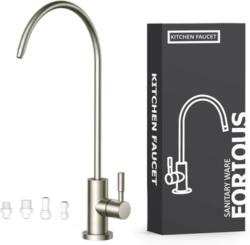 FORIOUS Drinking Water Tap for Kitchen Sink, Water Filter Tap 304 Stainless Steel for Reverse Osmosis or Water Filtration System Beverage Non-Air Gap, RO Water Tap Lead-Free, Brushed Nickel