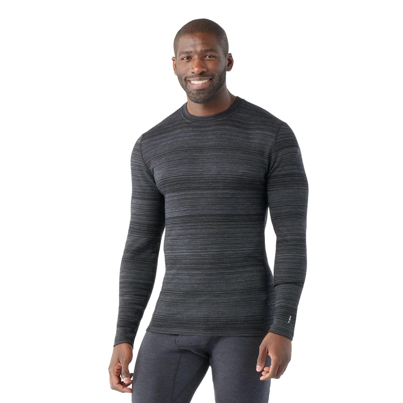Smartwool Classic Thermal Merino Wool Base Layer, Men's Thermal Base Layer & Crew Neck Long Sleeve Sweater, Lightweight & Breathable Natural Merino Men's Clothing & Fashion - Black Color Shift, M