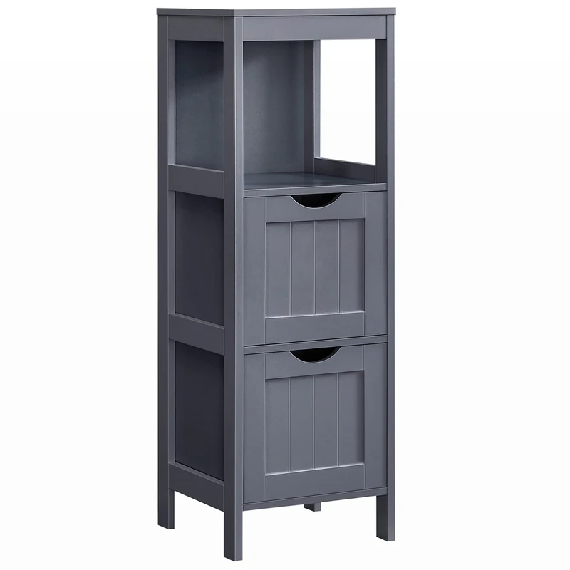 VASAGLE Bathroom Floor Cabinet, Freestanding Bathroom Storage Unit, with 2 Drawers, 1 Open Compartment, for Bathroom, Living Room, Kitchen, Modern Style, Slate Grey BBC042G01