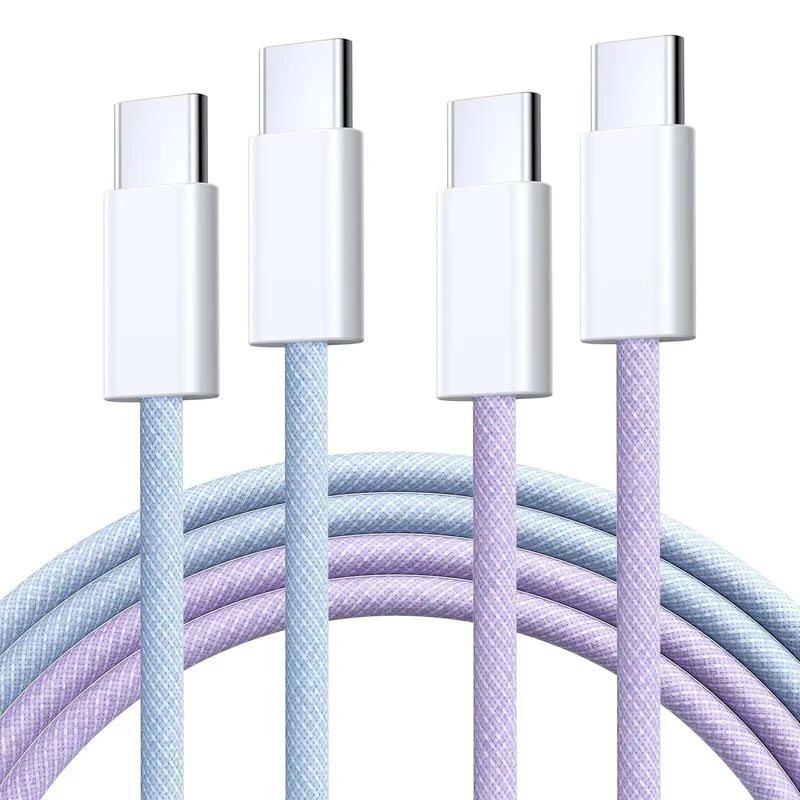 2 Pack USB C to USB C Cable, USBC 5A [6ft 100W] Type C Fast Charging Cable Cord for MacBook Pro, iPhone17/16/15/15Pro/15Plus/15ProMax, iPad Pro 2020, Samsung Galaxy S24 Ultra